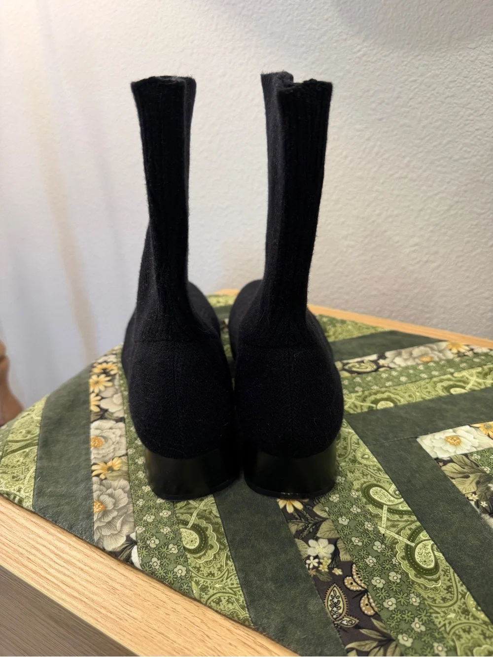 CUSHIONAIRE Black Knit Sock Ankle Boots - Women's Stretch Pull-On Booties